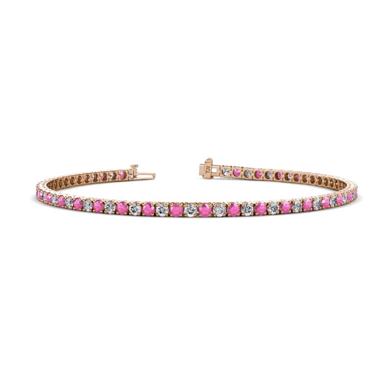 Leslie 2.70 mm Pink Sapphire and Diamond Eternity Tennis Bracelet 