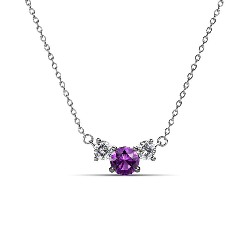 Raia Amethyst and Diamond Three Stone Pendant 