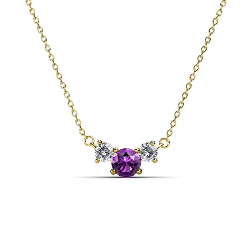Raia Amethyst and Diamond Three Stone Pendant 