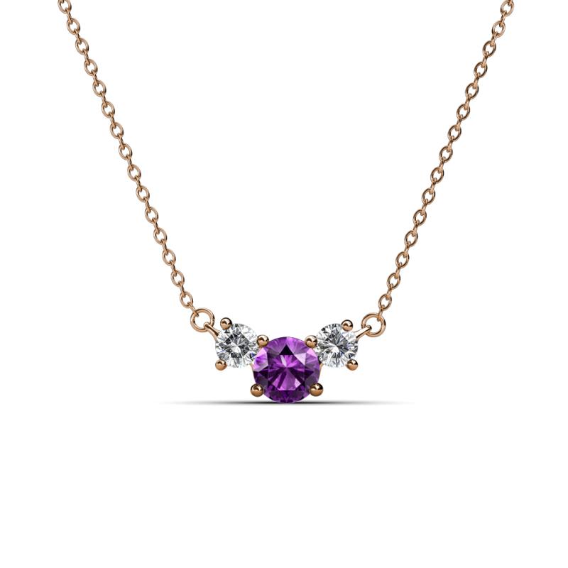 Raia Amethyst and Diamond Three Stone Pendant 