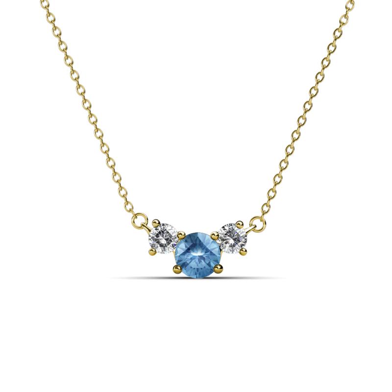 Raia Blue Topaz and Diamond Three Stone Pendant 