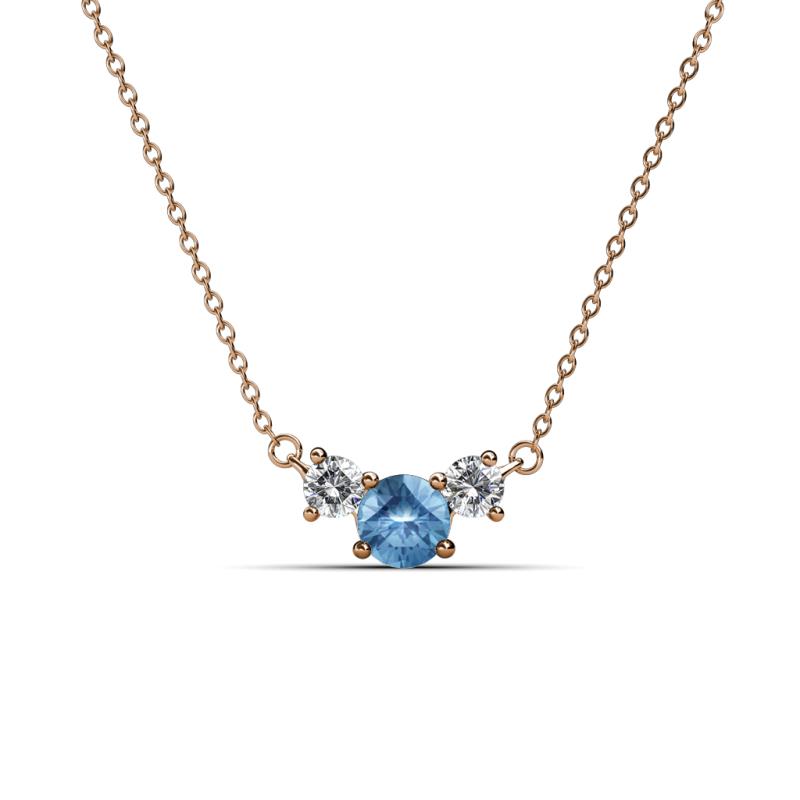 Raia Blue Topaz and Diamond Three Stone Pendant 