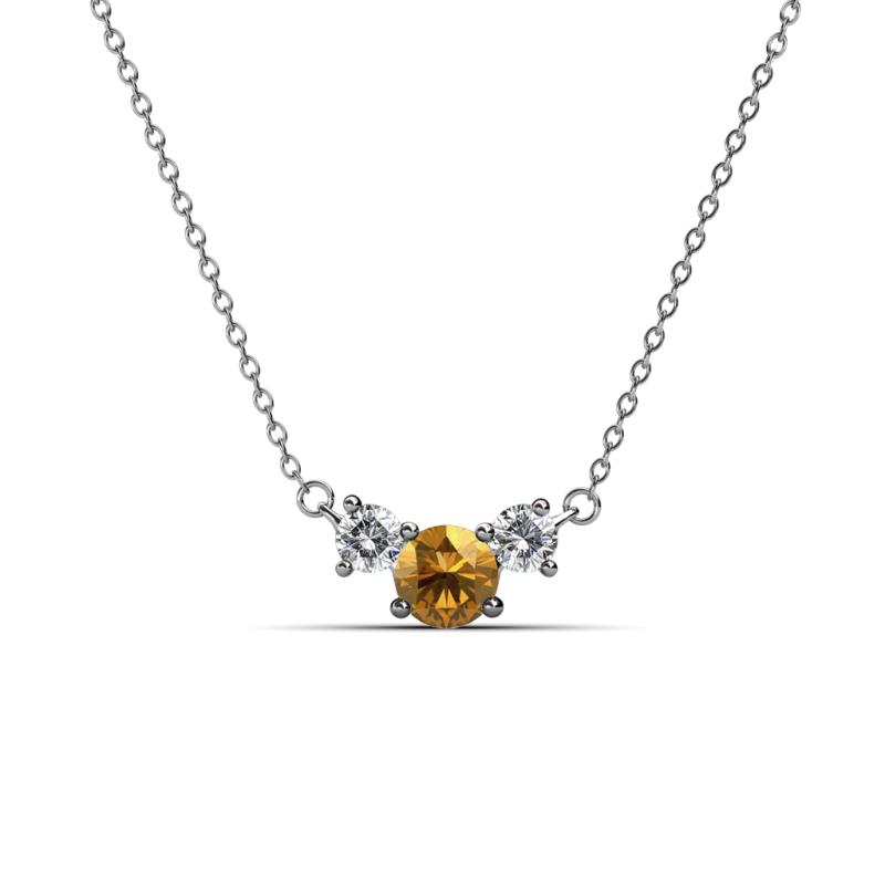 Raia Citrine and Diamond Three Stone Pendant 