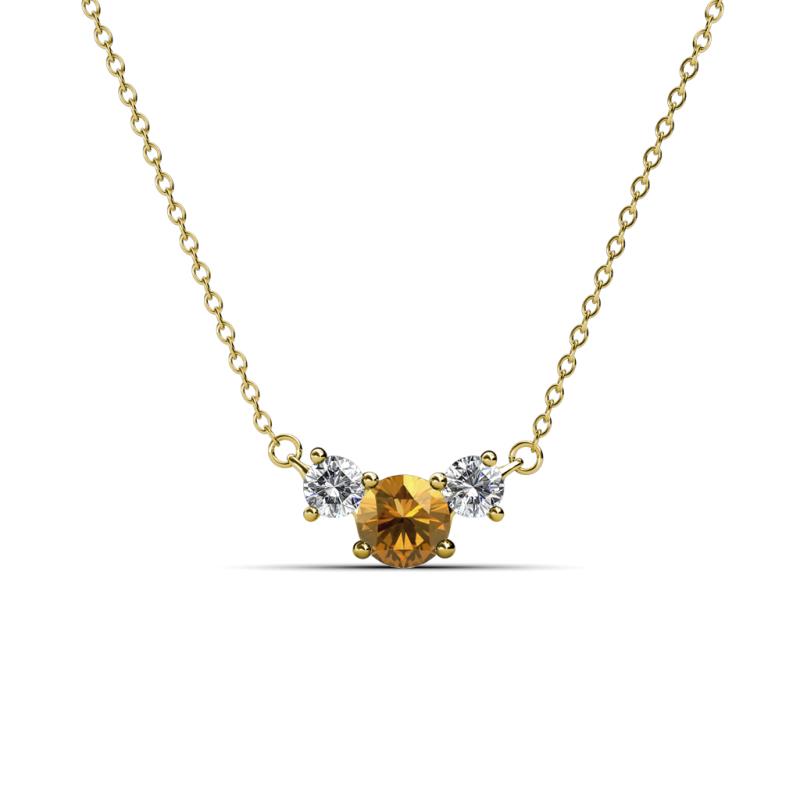 Raia Citrine and Diamond Three Stone Pendant 