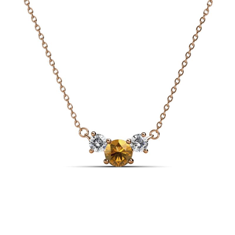 Raia Citrine and Diamond Three Stone Pendant 