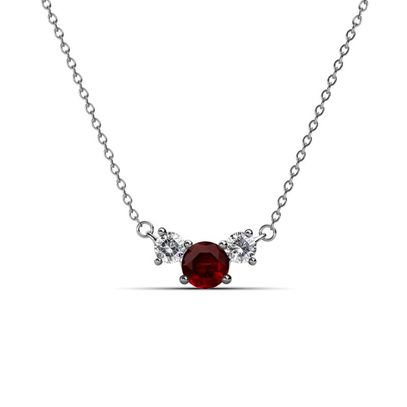 Raia Red Garnet and Diamond Three Stone Pendant 