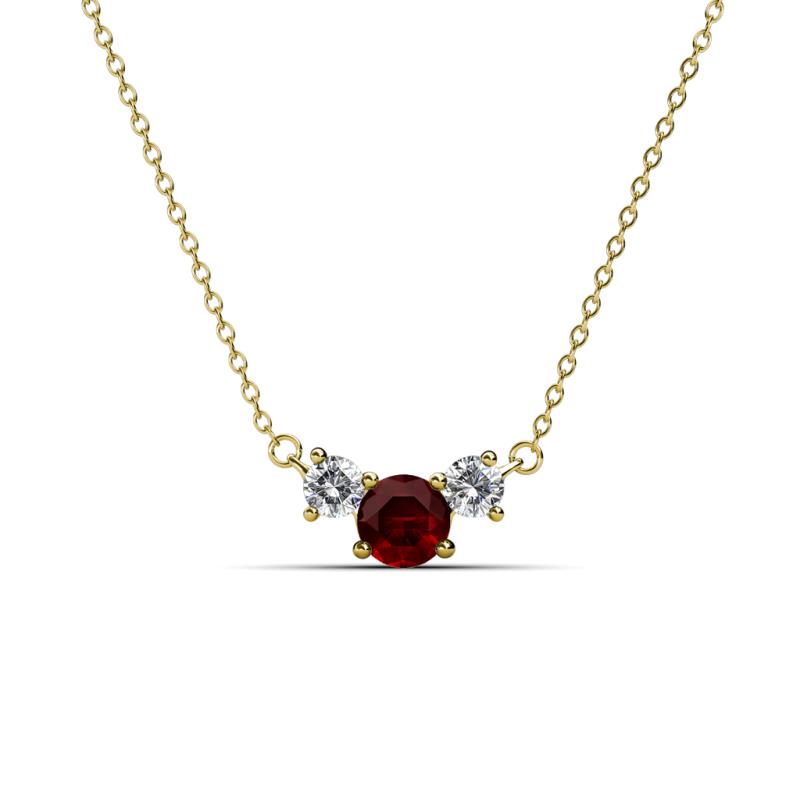 Raia Red Garnet and Diamond Three Stone Pendant 