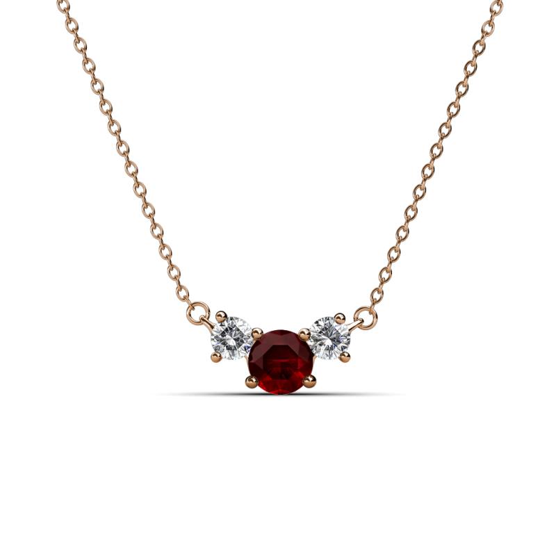 Raia Red Garnet and Diamond Three Stone Pendant 