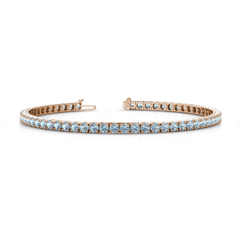 Leslie 2.90 mm Round Aquamarine Eternity Tennis Bracelet 