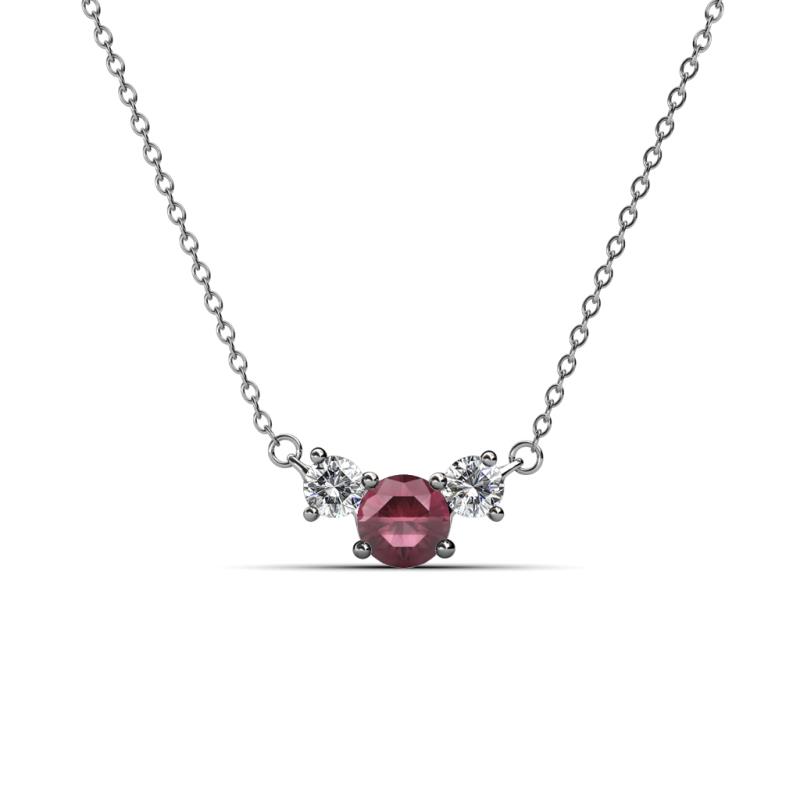 Raia Rhodolite Garnet and Diamond Three Stone Pendant 