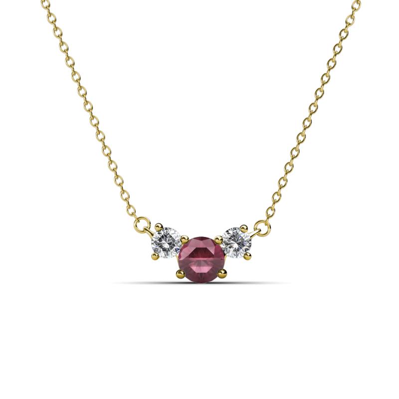 Raia Rhodolite Garnet and Diamond Three Stone Pendant 