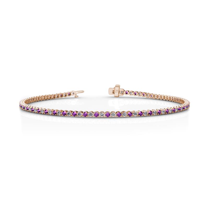 Izarra 1.7 mm Amethyst and Diamond Eternity Tennis Bracelet 