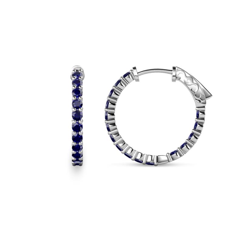 Carisa 0.67 ctw (1.70 mm) Inside Outside Round Blue Sapphire Eternity Hoop Earrings 