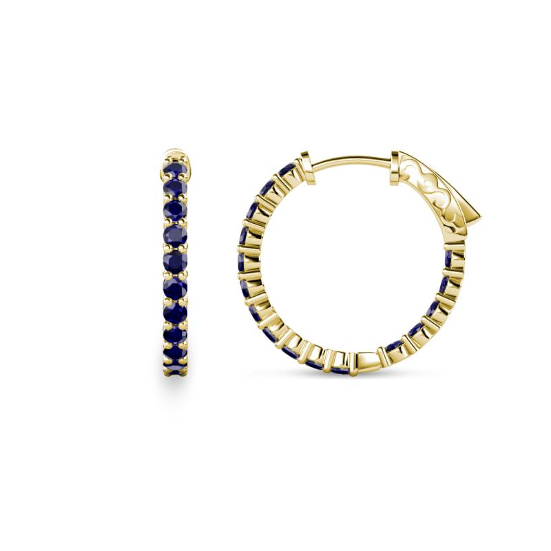 Carisa 0.67 ctw (1.70 mm) Inside Outside Round Blue Sapphire Eternity Hoop Earrings 