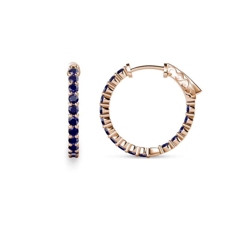 Carisa 0.67 ctw (1.70 mm) Inside Outside Round Blue Sapphire Eternity Hoop Earrings 