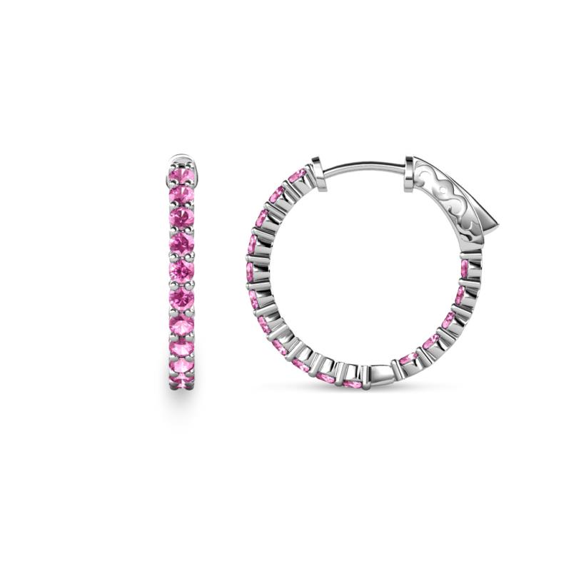Carisa 0.67 ctw (1.70 mm) Inside Outside Round Pink Sapphire Eternity Hoop Earrings 