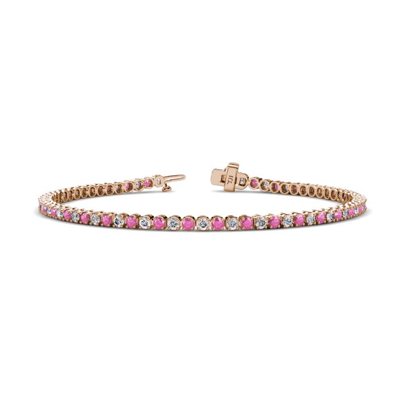 Izarra 2.26 ctw Pink Sapphire and Natural Diamond (2.30 mm) Eternity Tennis Bracelet 