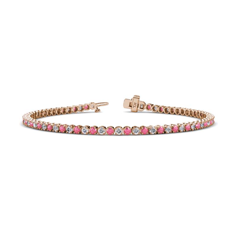 Izarra 2.33 ctw Pink Tourmaline and Natural Diamond (2.30 mm) Eternity Tennis Bracelet 