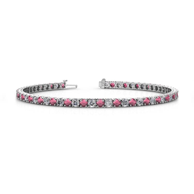 Leslie 2.90 mm Rhodolite Garnet and Diamond Eternity Tennis Bracelet 