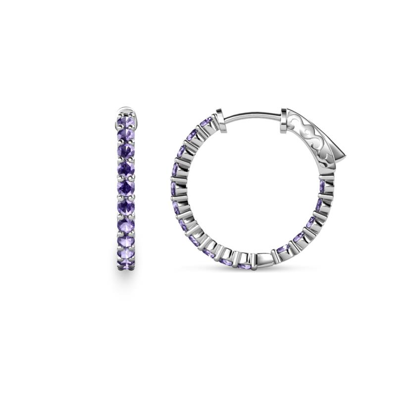 Carisa 0.51 ctw (1.70 mm) Inside Outside Round Iolite Eternity Hoop Earrings 