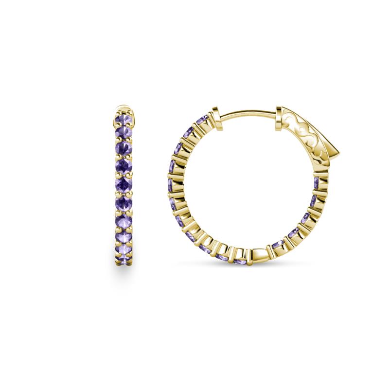 Carisa 0.51 ctw (1.70 mm) Inside Outside Round Iolite Eternity Hoop Earrings 