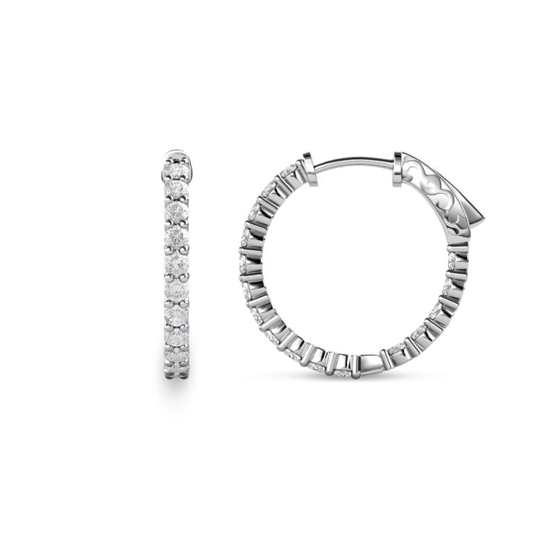 Carisa 0.67 ctw (1.70 mm) Inside Outside Round White Sapphire Eternity Hoop Earrings 