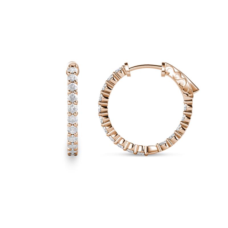 Carisa 0.67 ctw (1.70 mm) Inside Outside Round White Sapphire Eternity Hoop Earrings 