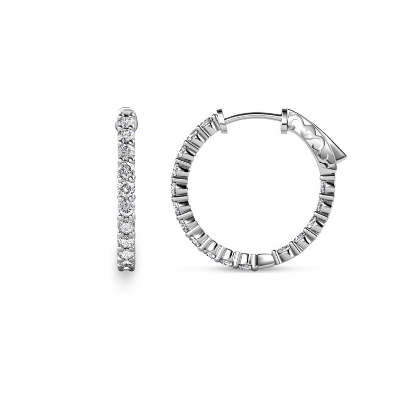 Carisa 0.64 ctw (1.70 mm) Inside Outside Round Natural Diamond Eternity Hoop Earrings 