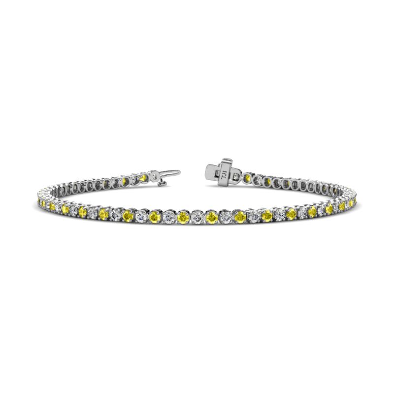 Izarra 2.33 ctw Yellow Diamond and Natural Diamond (2.30 mm) Eternity Tennis Bracelet 
