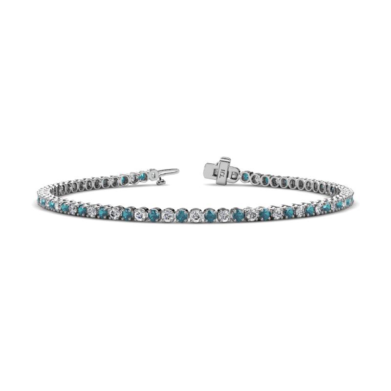 Izarra 2.21 ctw London Blue Topaz and Natural Diamond (2.30 mm) Eternity Tennis Bracelet 