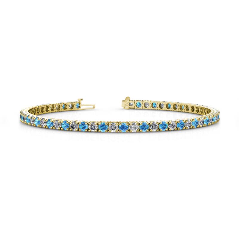 Leslie 3.40 mm Blue Topaz and Diamond Eternity Tennis Bracelet 