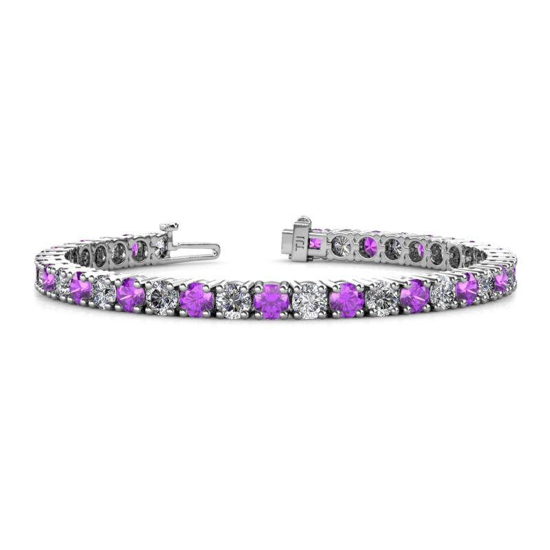 Leslie 4.00 mm Amethyst and Diamond Eternity Tennis Bracelet 