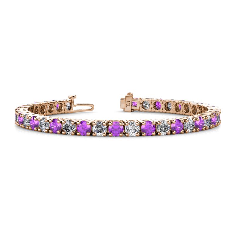 Leslie 4.00 mm Amethyst and Diamond Eternity Tennis Bracelet 
