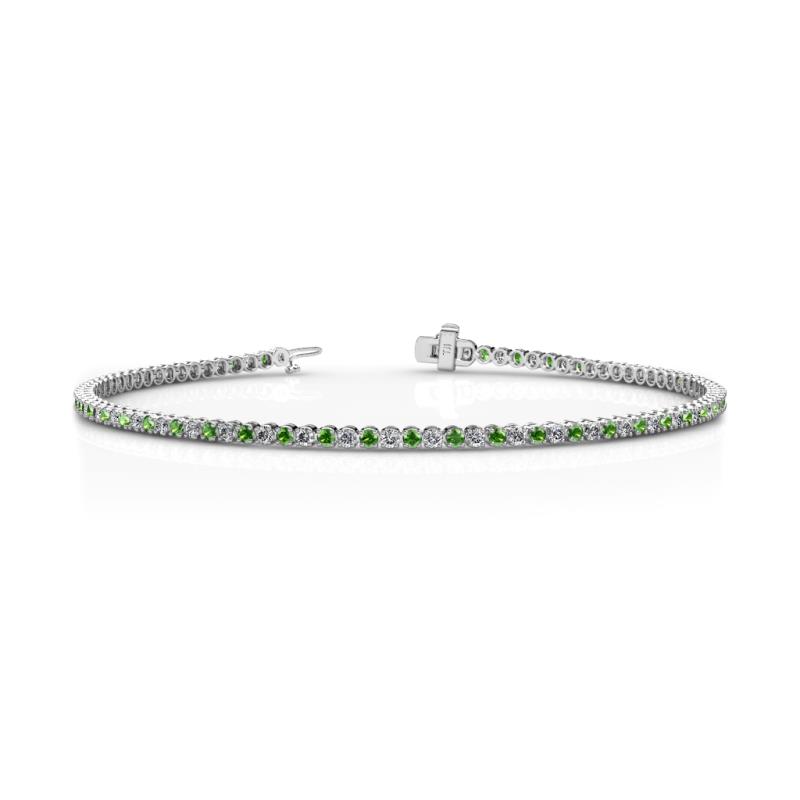 Izarra 2.15 ctw Green Garnet and Natural Diamond (2.00 mm) Eternity Tennis Bracelet 