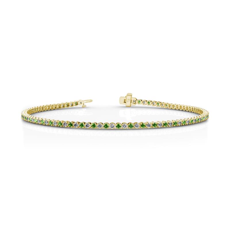 Izarra 2.15 ctw Green Garnet and Natural Diamond (2.00 mm) Eternity Tennis Bracelet 