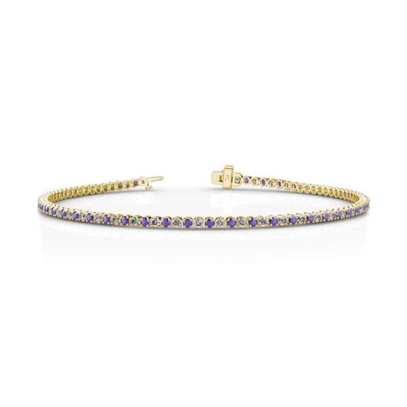 Izarra 1.88 ctw Iolite and Natural Diamond (2.00 mm) Eternity Tennis Bracelet 