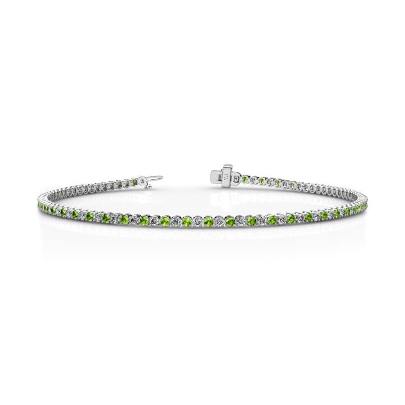 Izarra 2.37 ctw Peridot and Natural Diamond (2.00 mm) Eternity Tennis Bracelet 