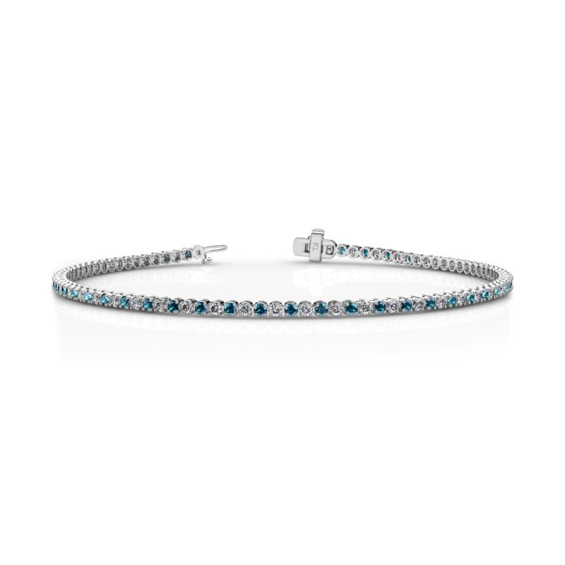 Izarra 2.15 ctw Blue Diamond and Natural Diamond (2.00 mm) Eternity Tennis Bracelet 