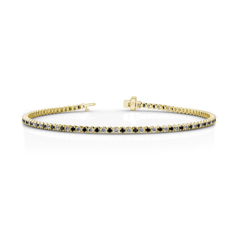 Izarra 2.19 ctw Black Diamond and Natural Diamond (2.00 mm) Eternity Tennis Bracelet 