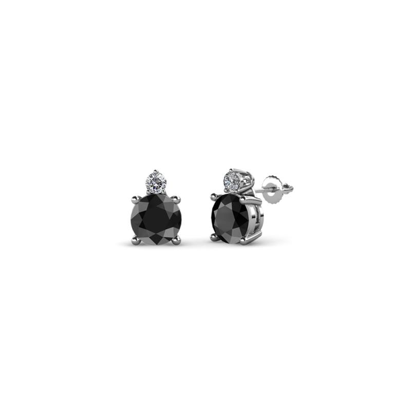 Viera Black and White Diamond Two Stone Stud Earrings 