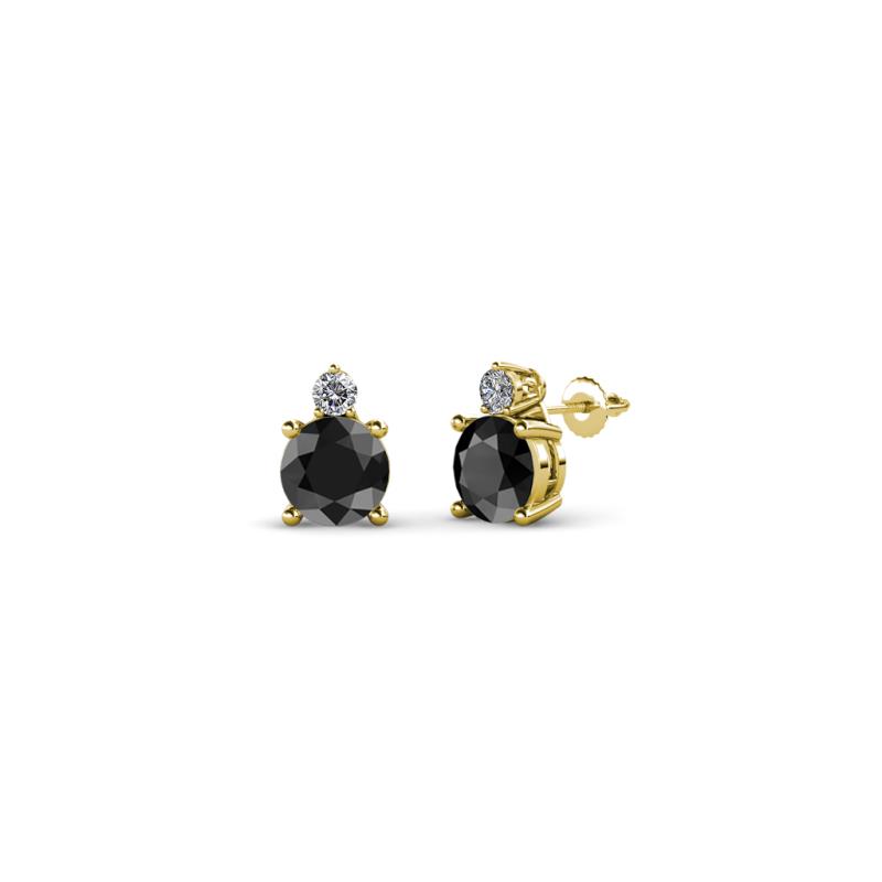 Viera Black and White Diamond Two Stone Stud Earrings 
