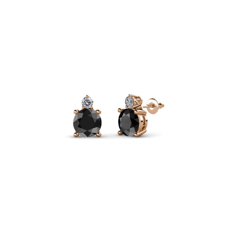 Viera Black and White Diamond Two Stone Stud Earrings 