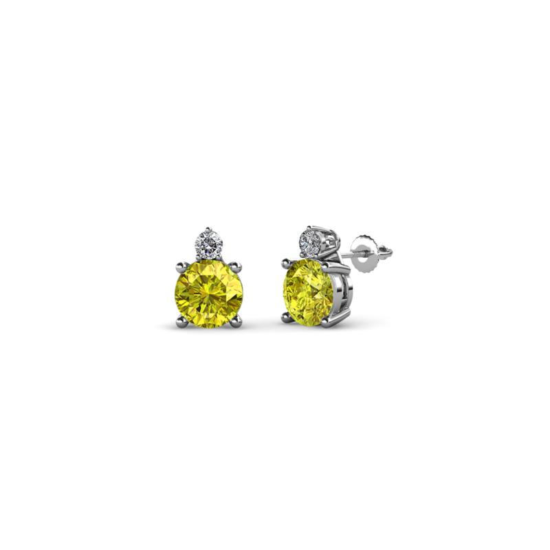 Viera Yellow and White Diamond Two Stone Stud Earrings 
