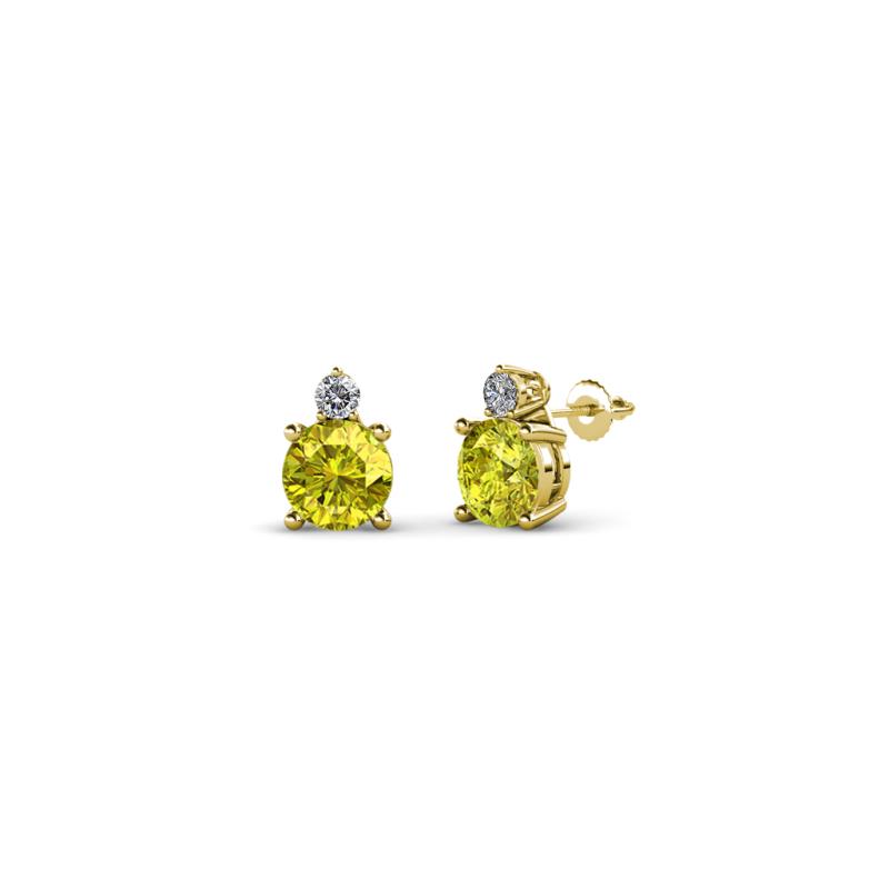 Viera Yellow and White Diamond Two Stone Stud Earrings 