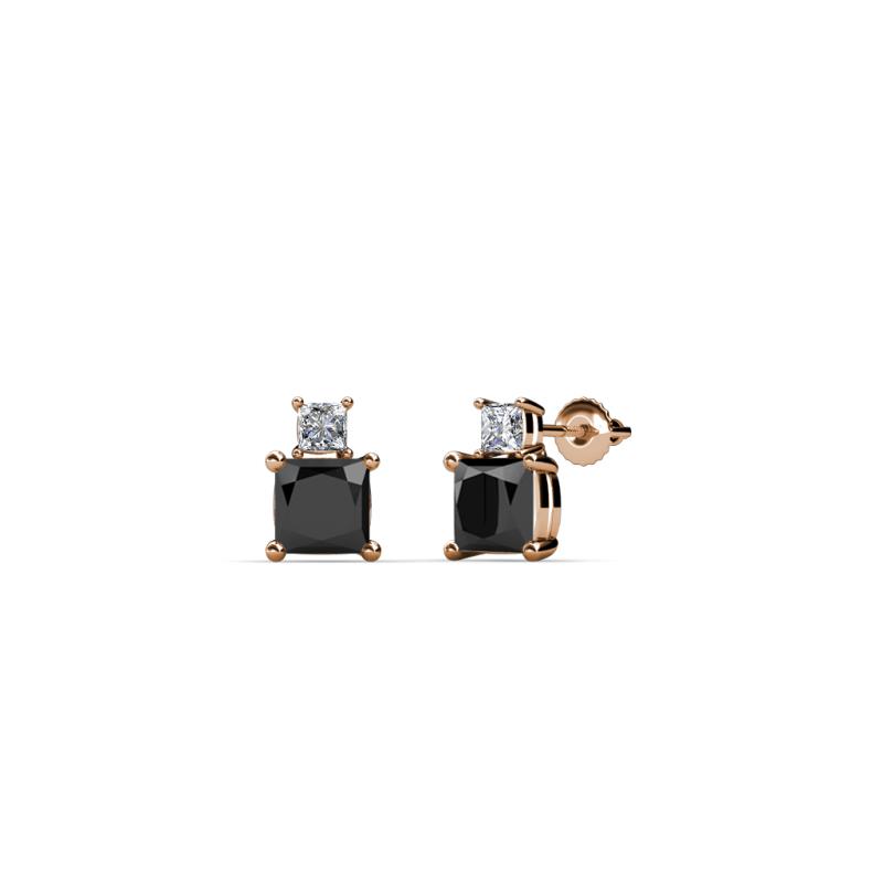 Sera Black and White Diamond Two Stone Stud Earrings 