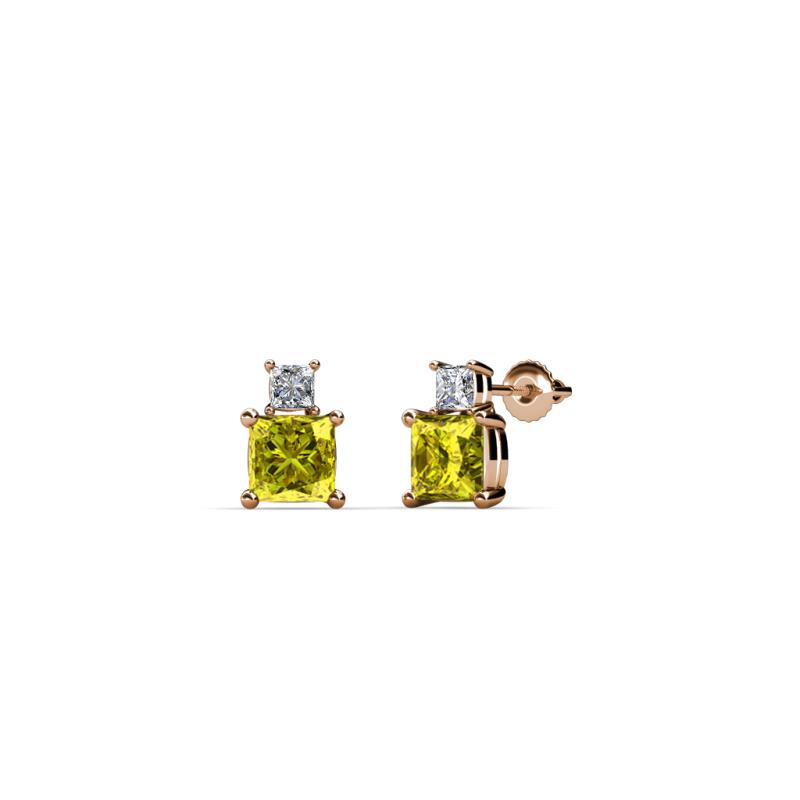 Sera Yellow and White Diamond Two Stone Stud Earrings 