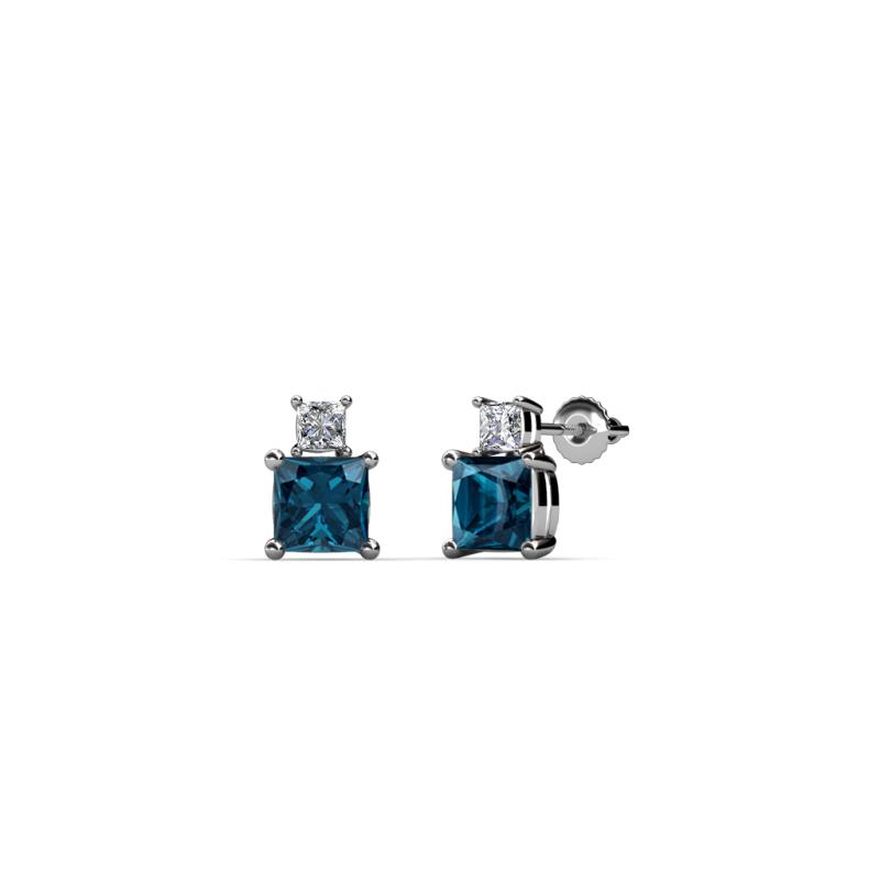 Sera Blue and White Diamond Two Stone Stud Earrings 