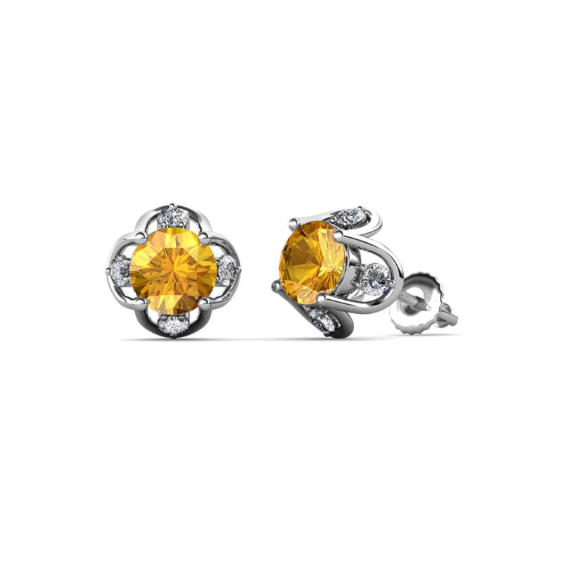 Cynzia Citrine and Diamond Tulip Stud Earrings 