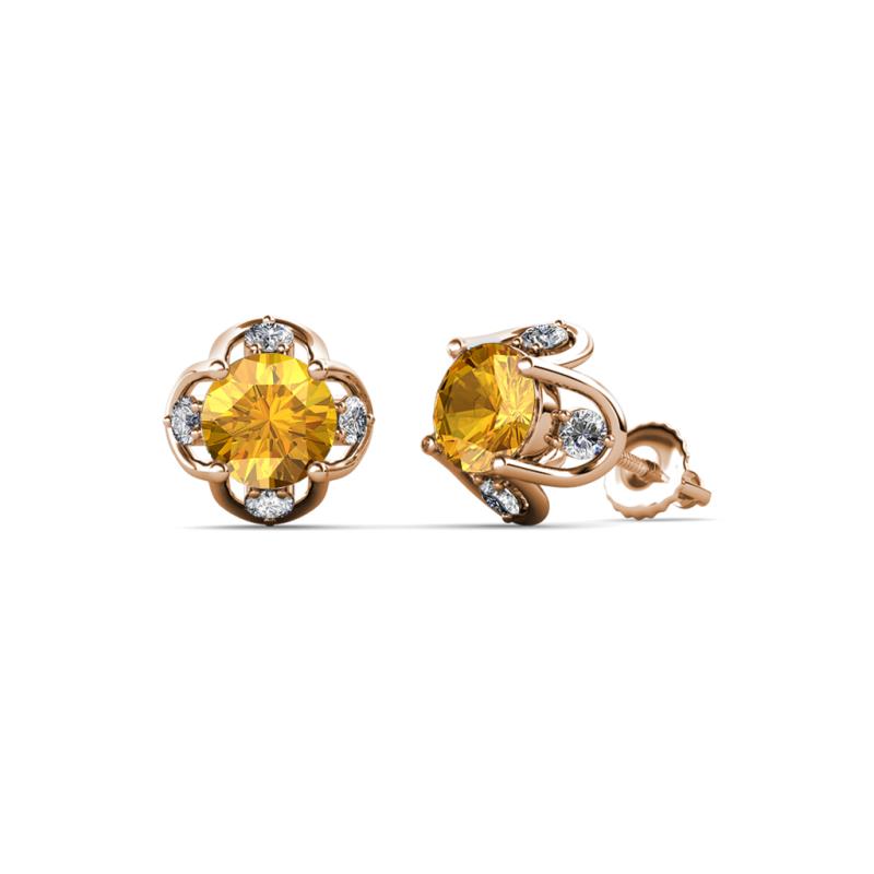 Cynzia Citrine and Diamond Tulip Stud Earrings 