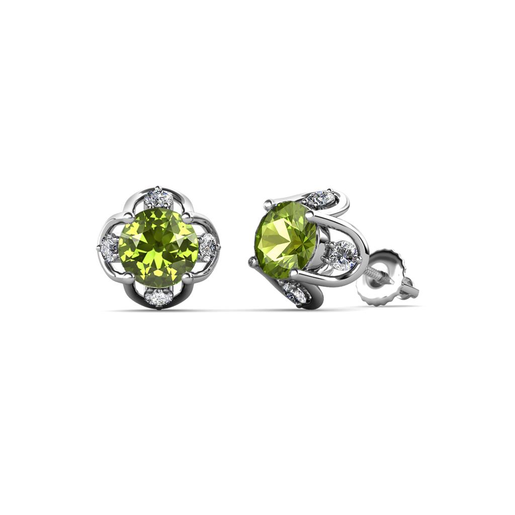 Cynzia Peridot and Diamond Tulip Stud Earrings 
